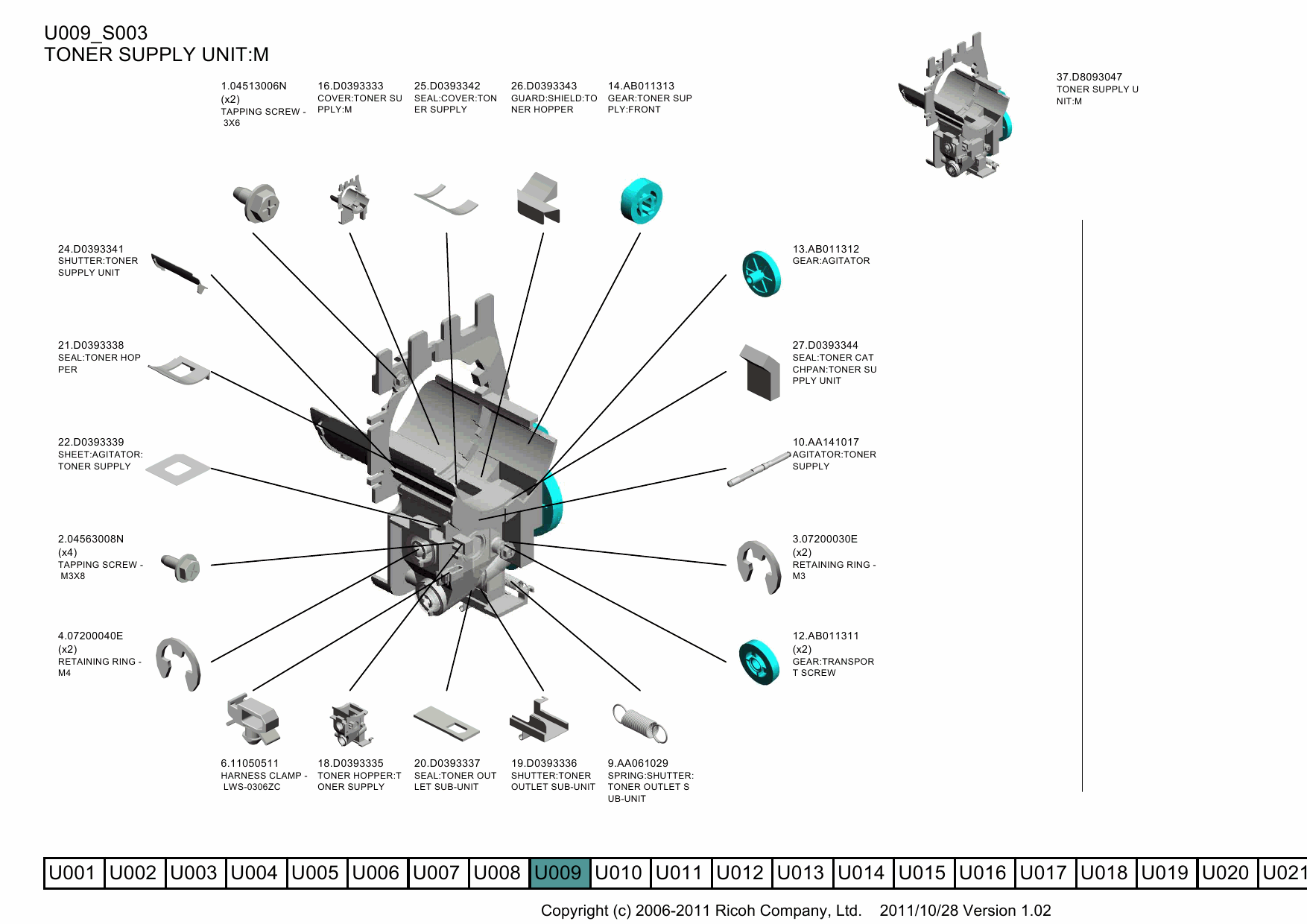 RICOH Aficio MP-C2051 C2551 D104 D106 Parts Catalog-6